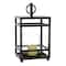 Black Iron Contemporary Candle Holder Lantern, 16" x 8" x 8"